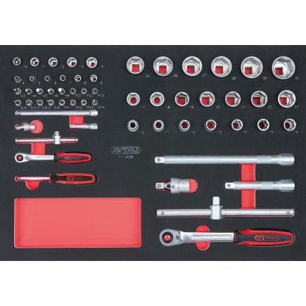 KS TOOLS 711.0058 - Jeu de clés à douilles 1/4"+1/2" en module 1/1 SCS (58 pcs.)