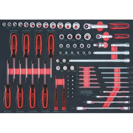 KS TOOLS 711.0075 - Jeu de clés à douilles 1/4"+3/8"+1/2" en module 1/1 SCS (75 pcs.)