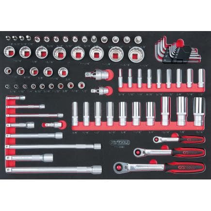 KS TOOLS 711.0080 - Jeu de clés à douilles 1/4"+3/8"+1/2" en module 1/1 SCS (80 pcs.)