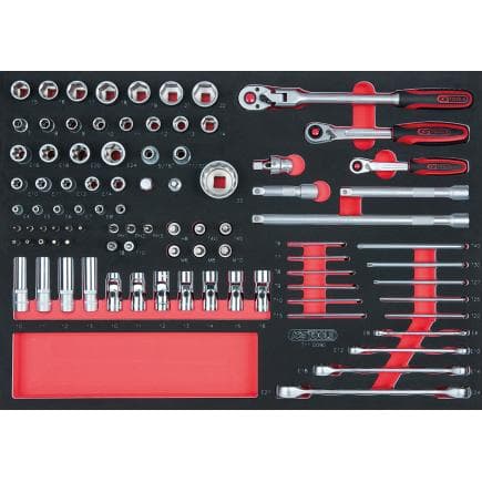 KS TOOLS 711.0090 - Jeu de clés à douilles 1/4"+3/8"+1/2" en module 1/1 SCS (90 pcs.)