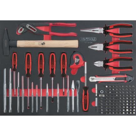 KS TOOLS 711.0124 - Jeu de marteaux, pinces, tournevis, poinçons et jeu d'inserts en module SCS 1/1 (124 pcs.)