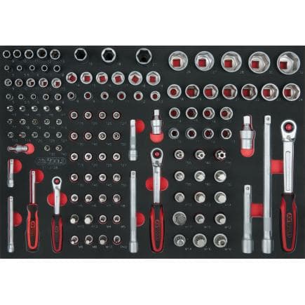 KS TOOLS 711.0128 - Jeu de clés à douilles 1/4"+3/8"+1/2" en module 1/1 SCS (128 pcs.)