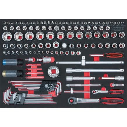 KS TOOLS 711.0135 - Jeu de clés à douilles 1/4"+1/2" en module 1/1 SCS (135 pcs.)