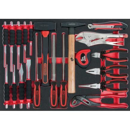 KS TOOLS 711.2021 - Jeu de limes, poinçons-burins et pinces en module 1/1 SCS (21 pcs.)