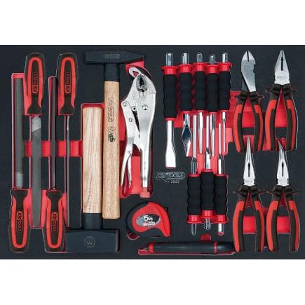 KS TOOLS 711.2022 - Jeu de pinces, limes et chasse-goupilles en module 1/1 SCS (22 pcs.)