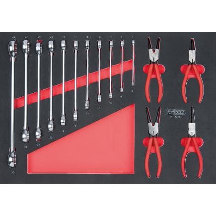 KS TOOLS 711.4015 - Jeu de clés polygonales et de pinces à double extrémité en module 1/1 SCS (15 pcs.)