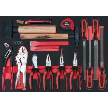 KS TOOLS 711.6017 - Jeu de pinces, marteaux et limes en module 1/1 SCS (17 pcs.)