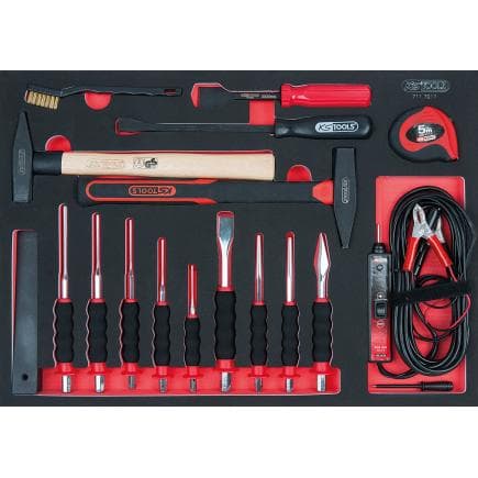 KS TOOLS 711.7017 - Jeu de burins et marteaux en module SCS 1/1 (17 pcs.)