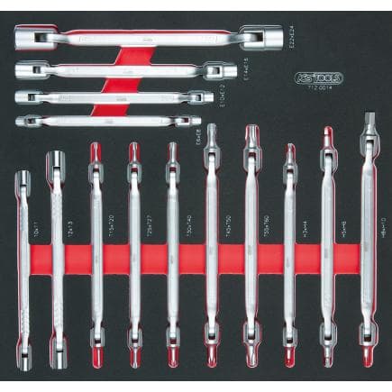 KS TOOLS 712.0014 - Jeu de clés à douille doubles en module 2/3 (14 pcs.)