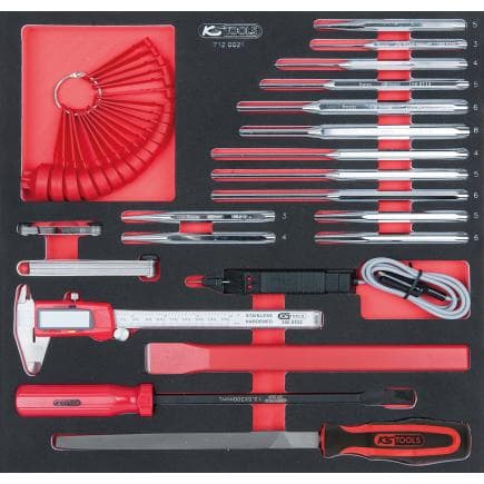 KS TOOLS 712.0021 - Jeu d'outils burin et marteau en module 2/3 (21 pcs.)