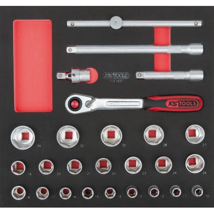 KS TOOLS 712.0026 - Jeu de clés à douilles 1/2" en module 2/3 (26 pcs.)
