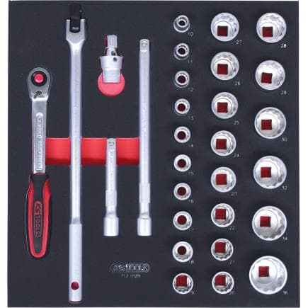 KS TOOLS 712.1029 - Jeu de clés à douilles 1/2" en module 2/3 (29 pcs.)