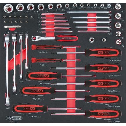 KS TOOLS 712.1057 - Jeu de clés à douille TORX® 1/2" en module 2/3 (57 pièces)