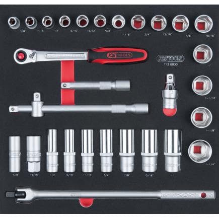 KS TOOLS 712.6030 - Jeu de clés à douilles 1/2" en module 2/3 (30 pcs.)