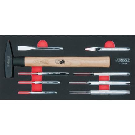 KS TOOLS 713.0009 - Jeu de burins et marteaux en module 1/3 (9 pcs.)