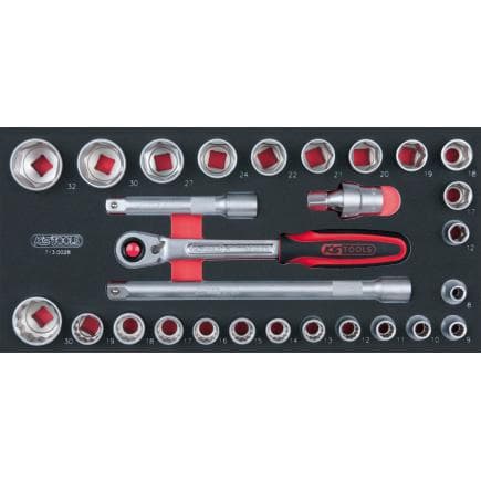 KS TOOLS 713.0028 - Jeu de clés à douilles en module 1/3 (28 pcs.)