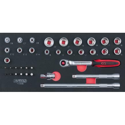 KS TOOLS 713.0036 - Jeu de clés à douille 3/8" en module 1/3 (36 pcs.)