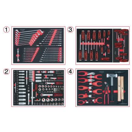 KS TOOLS 713.0251 - Ensemble de rangement universel pour 4 tiroirs pouvant recevoir 251 outils de qualité