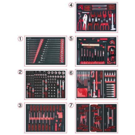 KS TOOLS 713.0269 - Ensemble de rangement universel pour 7 tiroirs pouvant recevoir 269 outils de qualité