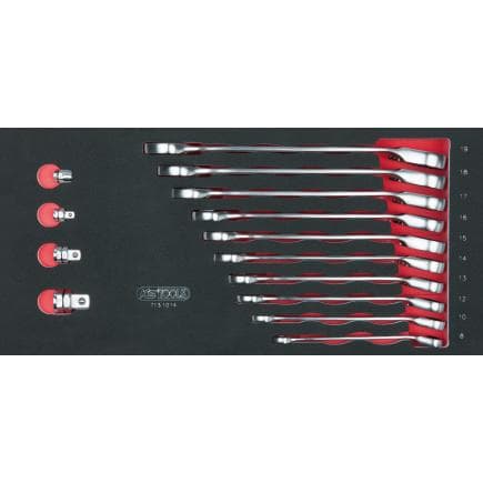 KS TOOLS 713.1014 - Jeu de clés à cliquet mixtes GEARplus en module 1/3 SCS (14 pièces)