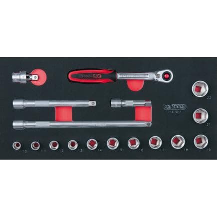 KS TOOLS 713.1017 - Jeu de clés à douilles 3/8" module 1/3 SCS (17 pcs.)