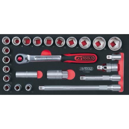 KS TOOLS 713.4024 - Jeu de clés à douilles 1/2" en module 1/3 SCS (24 pcs.)