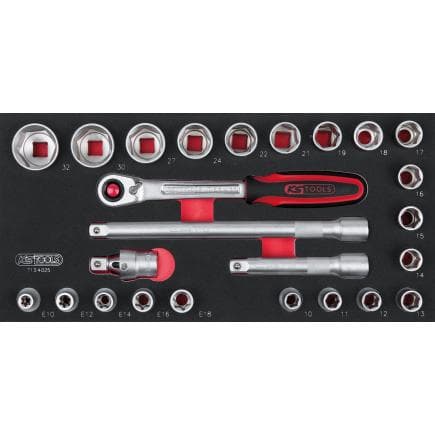 KS TOOLS 713.4025 - Jeu de clés à douilles 1/2" en module 1/3 SCS (25 pcs.)