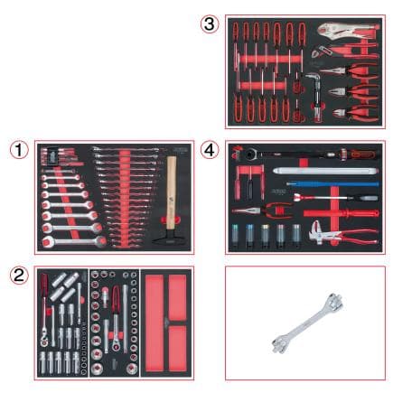 KS TOOLS 715.0131 - Ensemble de modules universels à 4 tiroirs avec 131 outils de haute qualité