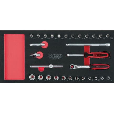 KS TOOLS 713.4030 - Jeu de clés à douilles 1/4" en module 1/3 SCS (30 pcs.)