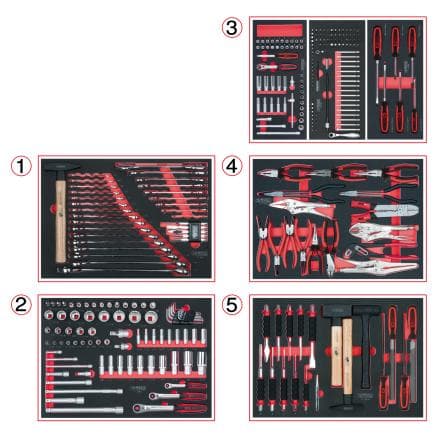 KS TOOLS 715.0299 - Ensemble de modules universels à 5 tiroirs avec 299 outils de haute qualité
