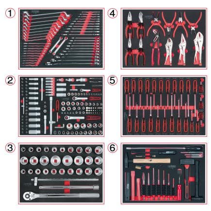KS TOOLS 715.0310 - Ensemble de modules universels pour 6 tiroirs avec 310 outils de haute qualité