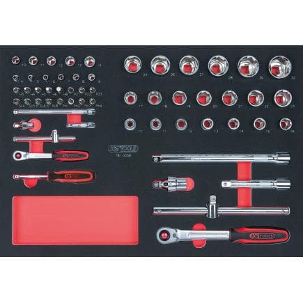 KS TOOLS 781.0058 - Jeu de clés à douille SCS CHROMEplus 1/4"+1/2" en module SCS 1/1 (58 pcs.)