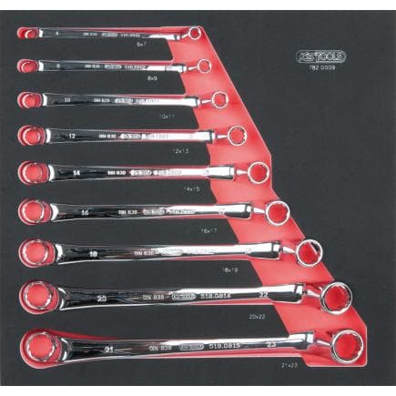 KS TOOLS 782.0009 - Jeu de clés polygonales doubles CHROMEplus en module 2/3 SCS (9 pièces)