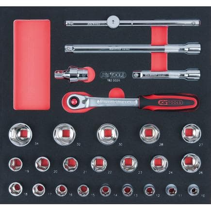 KS TOOLS 782.0026 - Jeu de clés à douilles CHROMEplus 1/2" en module 2/3 SCS (26 pcs.)