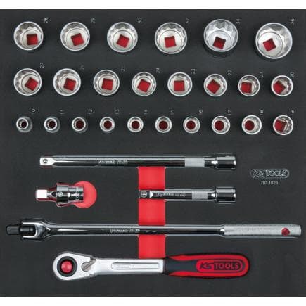 KS TOOLS 782.1029 - Jeu de clés à douilles CHROMEplus 1/2" en module 2/3 SCS (29 pcs.)