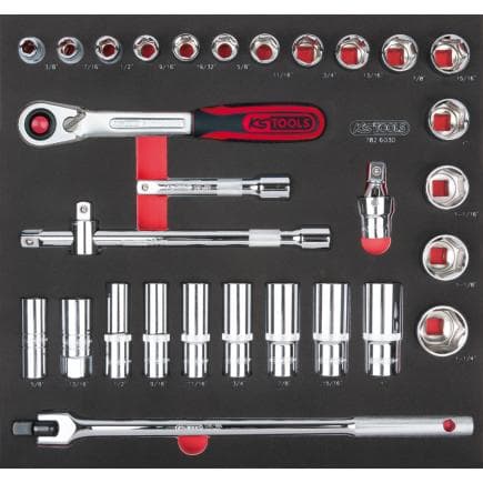 KS TOOLS 782.6030 - Jeu de clés à douilles CHROMEplus 1/2" en module 2/3 SCS (30 pcs.)