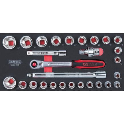 KS TOOLS 783.0028 - Jeu de clés à douille CHROMEplus en module 1/3 SCS (28 pcs.)