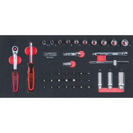 KS TOOLS 783.0040 - Jeu de clés à douilles CHROMEplus 1/4" en module 1/3 SCS (40 pcs.)