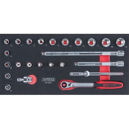 KS TOOLS 783.2024 - Jeu de clés à douilles CHROMEplus 3/8" en module 1/3 SCS (24 pcs.)