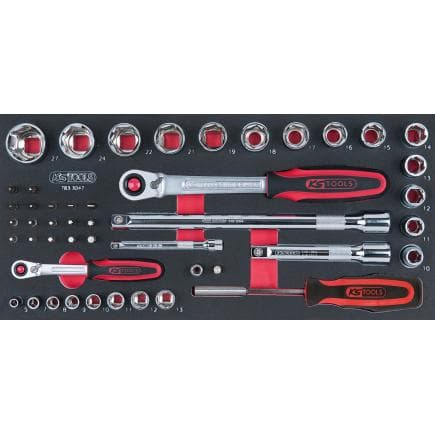 KS TOOLS 783.3047 - Jeu de clés à douilles CHROMEplus 1/4"+1/2" module 1/3 SCS (47 pcs.)
