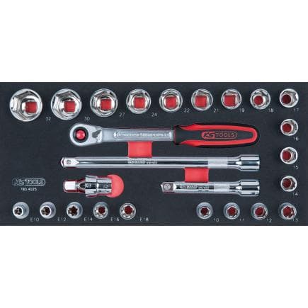 KS TOOLS 783.4025 - Jeu de clés à douille CHROMEplus 1/2" en module 1/3 SCS (25 pcs.)