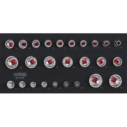 KS TOOLS 783.4026 - Jeu de clés à douilles CHROMEplus 1/2" en module 1/3 SCS (26 pcs.)