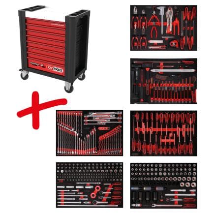 KS TOOLS 810.6370 - Composition pour servante d’atelier Performanceplus P10 avec 370 outils pour 6 tiroirs