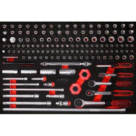 KS TOOLS 811.0148 - Jeu de clés à douille 1/4"+ 3/8" dans insert en mousse (148 pcs.)