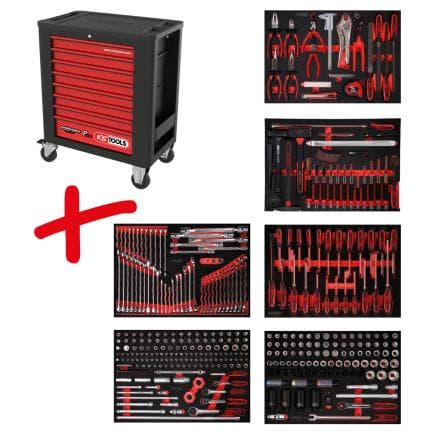 KS TOOLS 815.6370 - Composition pour servante d’atelier Performanceplus P15 avec 370 outils pour 6 tiroirs