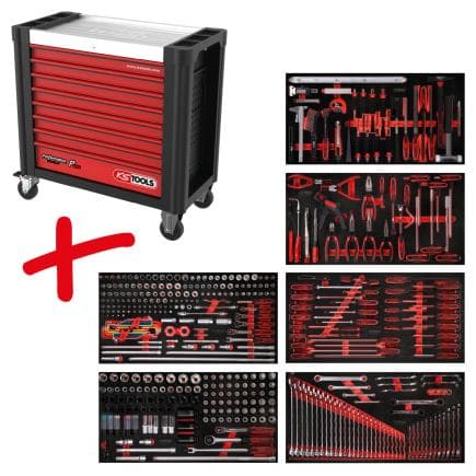 KS TOOLS 825.6446 - Composition pour servante d’atelier Performanceplus P25 avec 446 outils pour 6 tiroirs