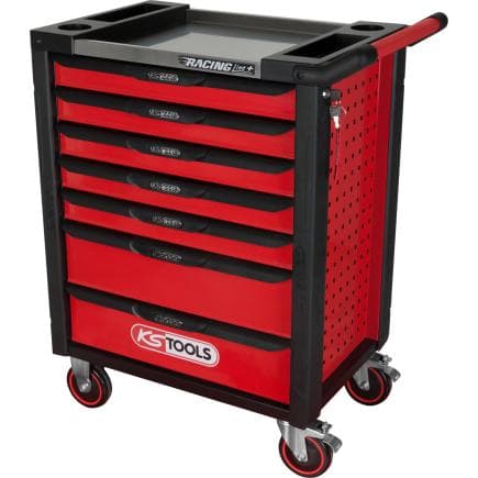 KS TOOLS 826.1007 - RACINGline+ Servante d'atelier NOIR/ROUGE avec 7 tiroirs