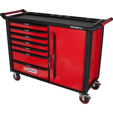 KS TOOLS 827.0007 - RACINGline Servante d'atelier NOIR/ROUGE avec 7 tiroirs et 1 porte