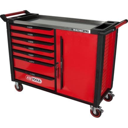 KS TOOLS 827.1007 - RACINGline+ Servante d'atelier NOIR/ROUGE avec 7 tiroirs et 1 porte