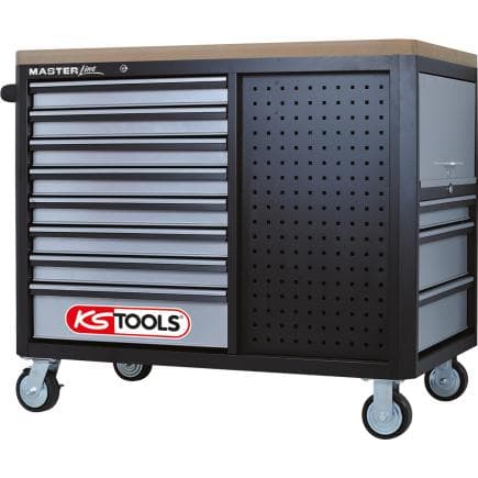 KS TOOLS 878.0012 - Établi MASTERline avec 11 tiroirs, 1 porte et 2 étagères